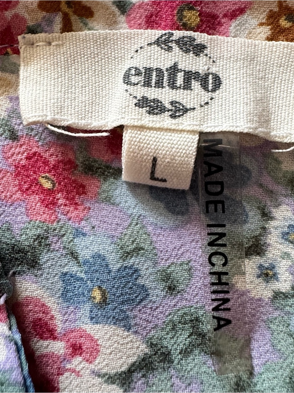 Entro Floral Ruffle Blouse Statement Sleeve Sheer Romantic Prairie Top L - Picture 7 of 9